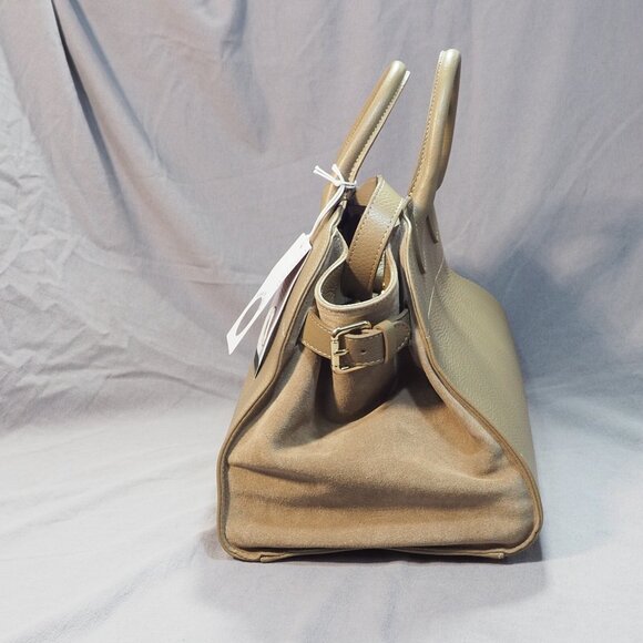 Anna Paola Riva Bag Taupe Leather Viral Commuter Satchel Purse Hand Shoulder - Picture 5 of 14